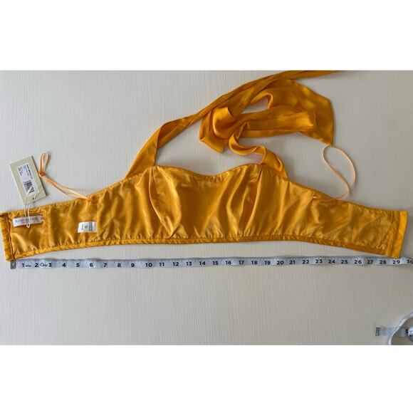 Ramy Brook Lina Satin Crop Top Yuzu Orange Floral Sateen Cutout NWT size 4 - Picture 8 of 15